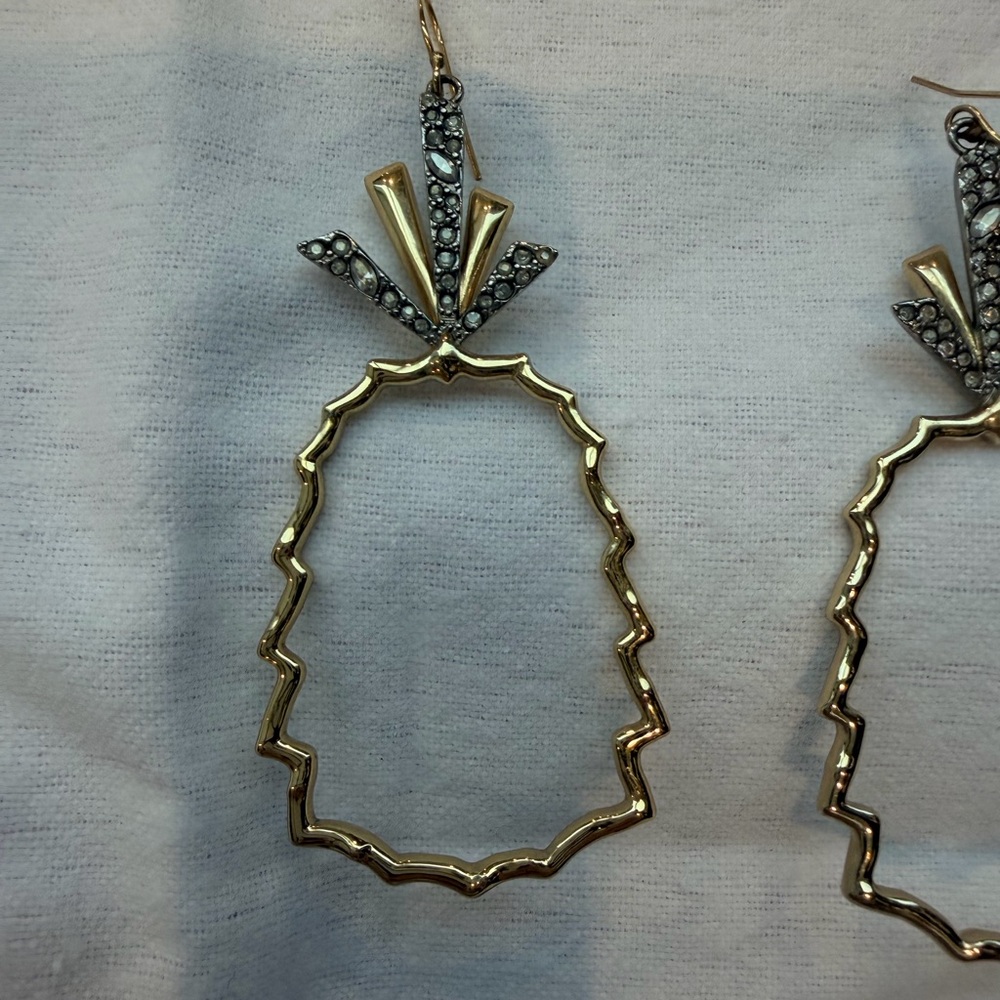 Alexis Bittar Gold Zigzag Hoop Drop Earrings with Crystal Accents